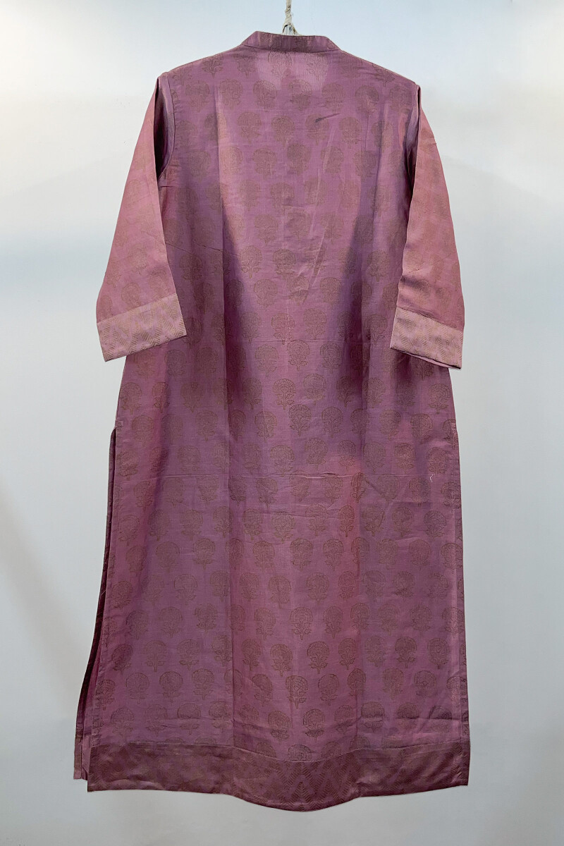 Pink Block Printed Handcrafted Straight Cotton Kurta