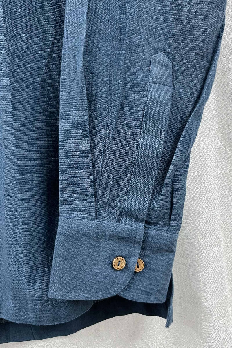 FG Specials: 1 Of 1- Men's Blue Handcrafted Handloom Shirt