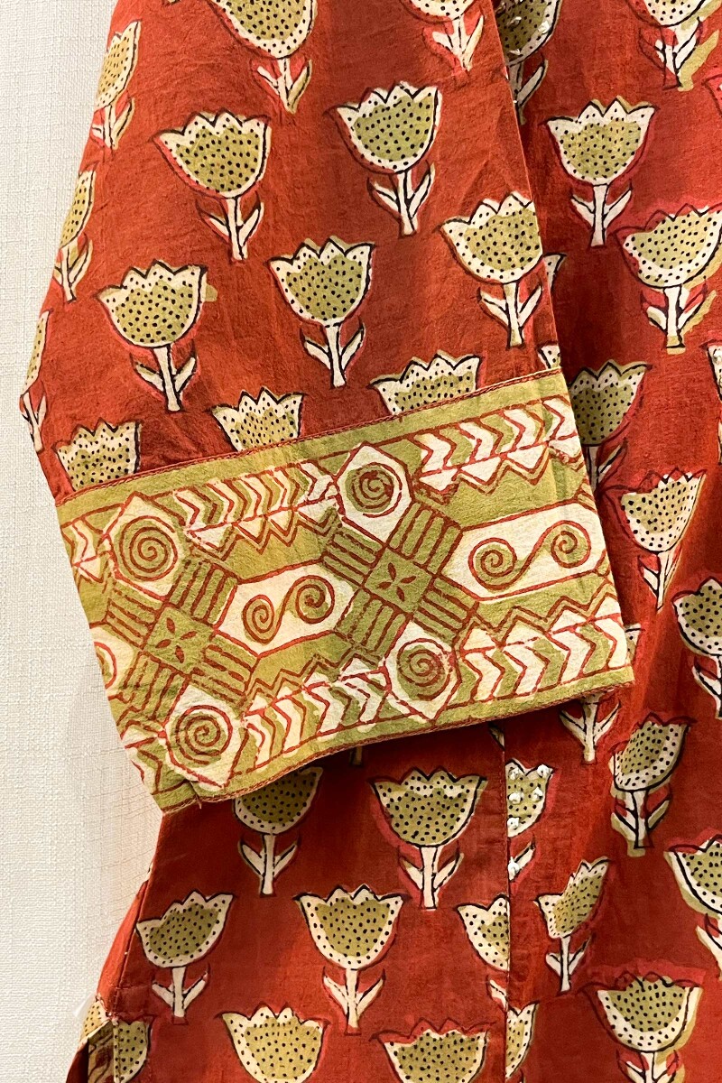 FG Specials: 1 of 1- Red Hand Block-Printed Straight Cotton Kurta