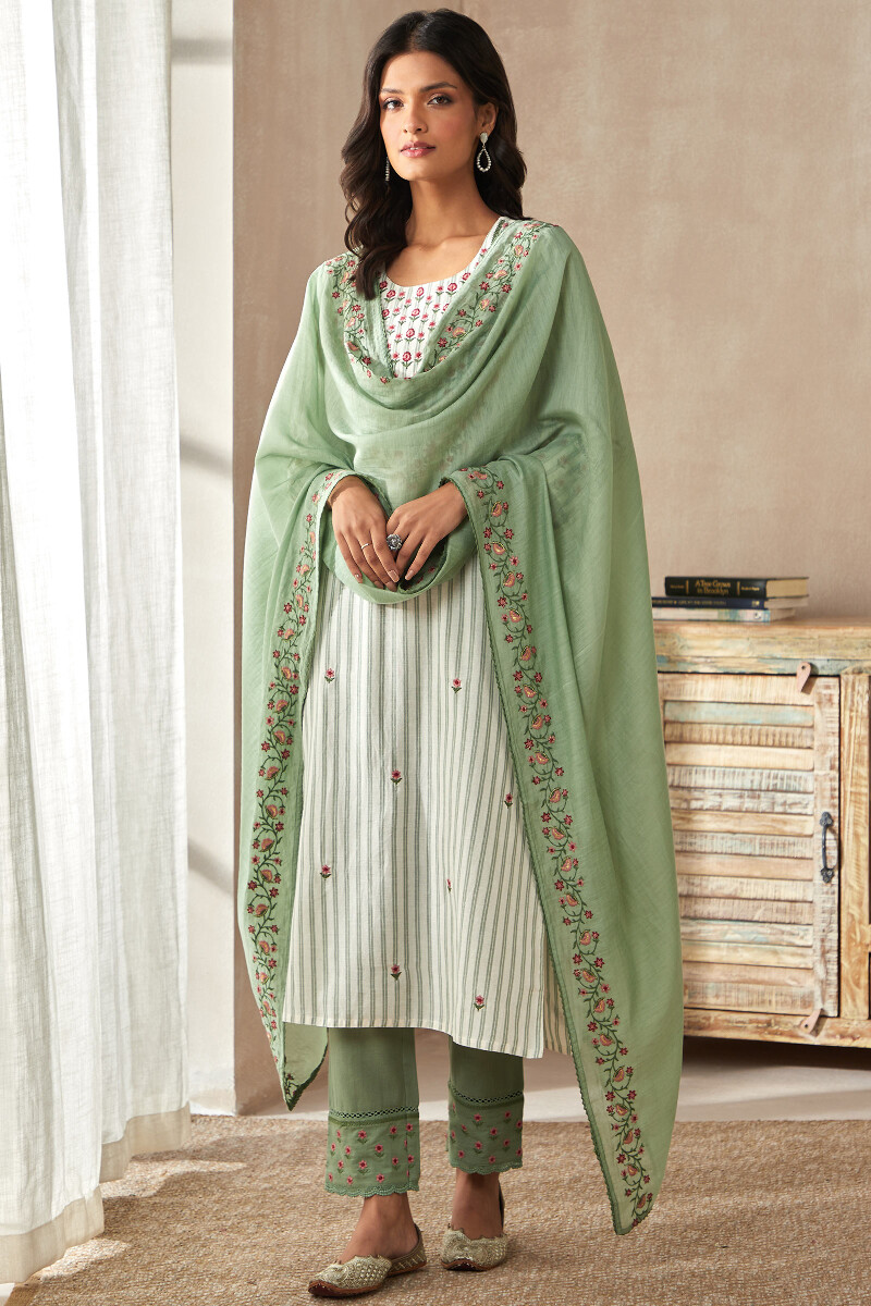 Off-White Handcrafted Straight Cotton Kurta