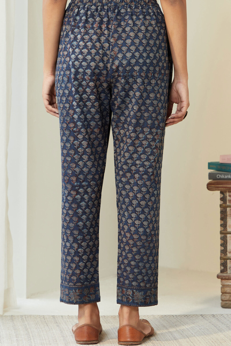 Akola Hand Block-Printed Cotton Dobby Narrow Pants