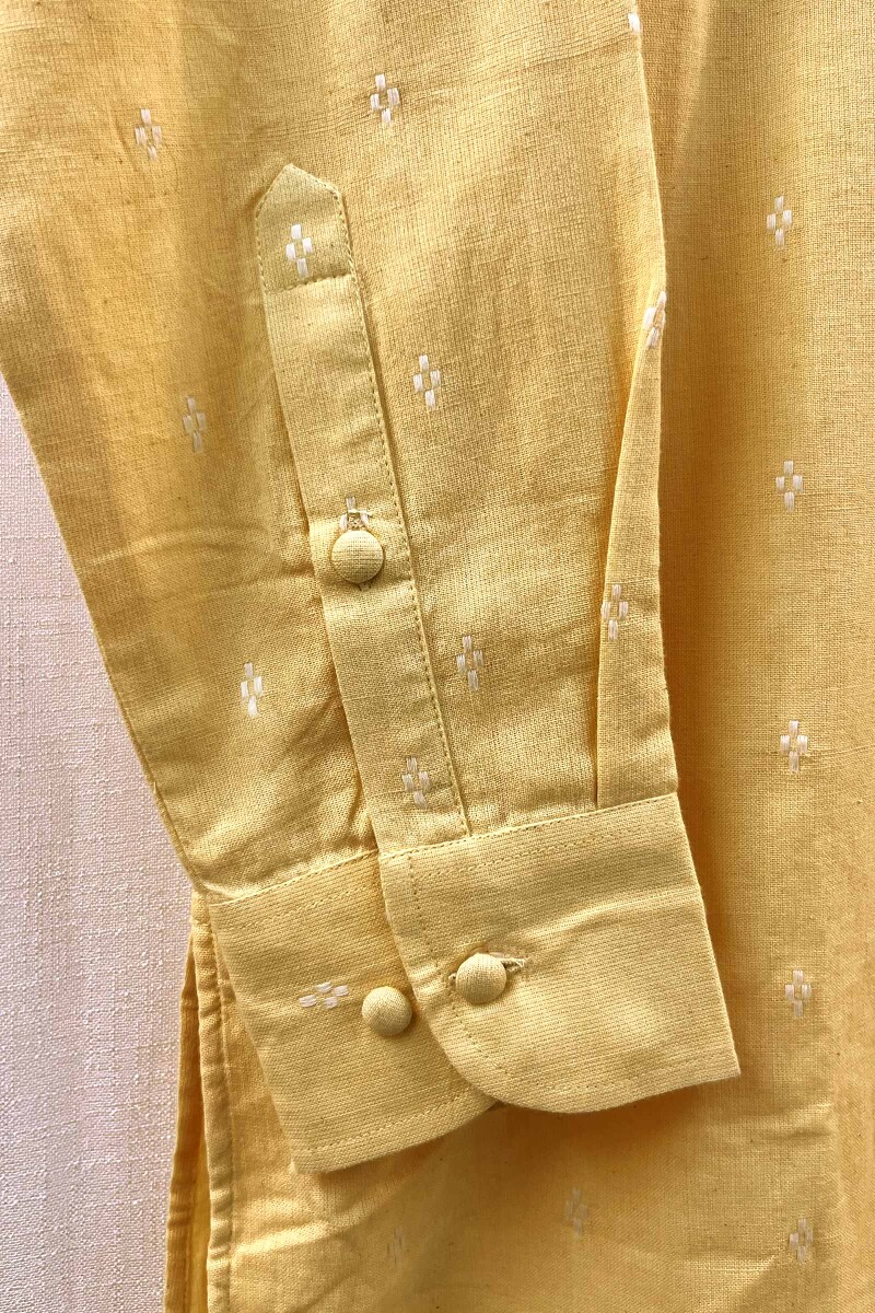FG Specials: 1 Of 1- Men's Yellow Handcrafted Handloom Kurta