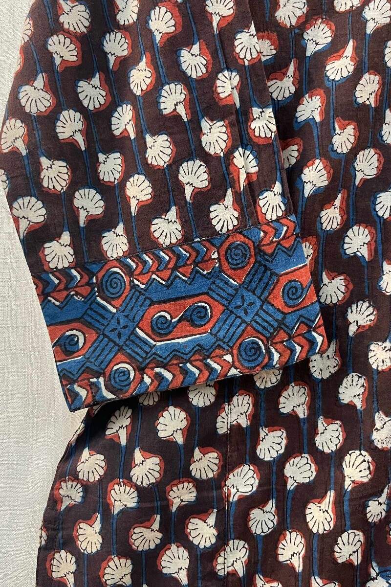 FG Specials: 1 of 1- Brown Hand Block-Printed Straight Cotton Kurta