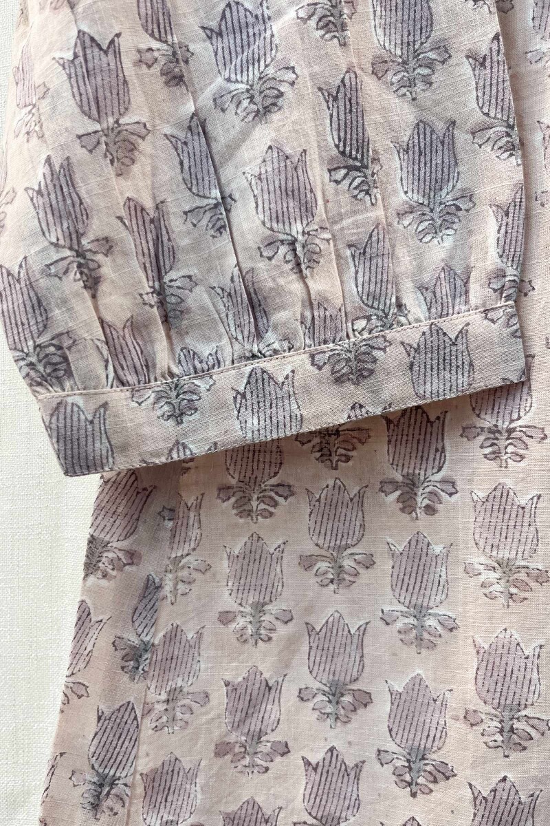 FG Specials: 1 of 1- Pink Hand Block-Printed Cotton Slub Top