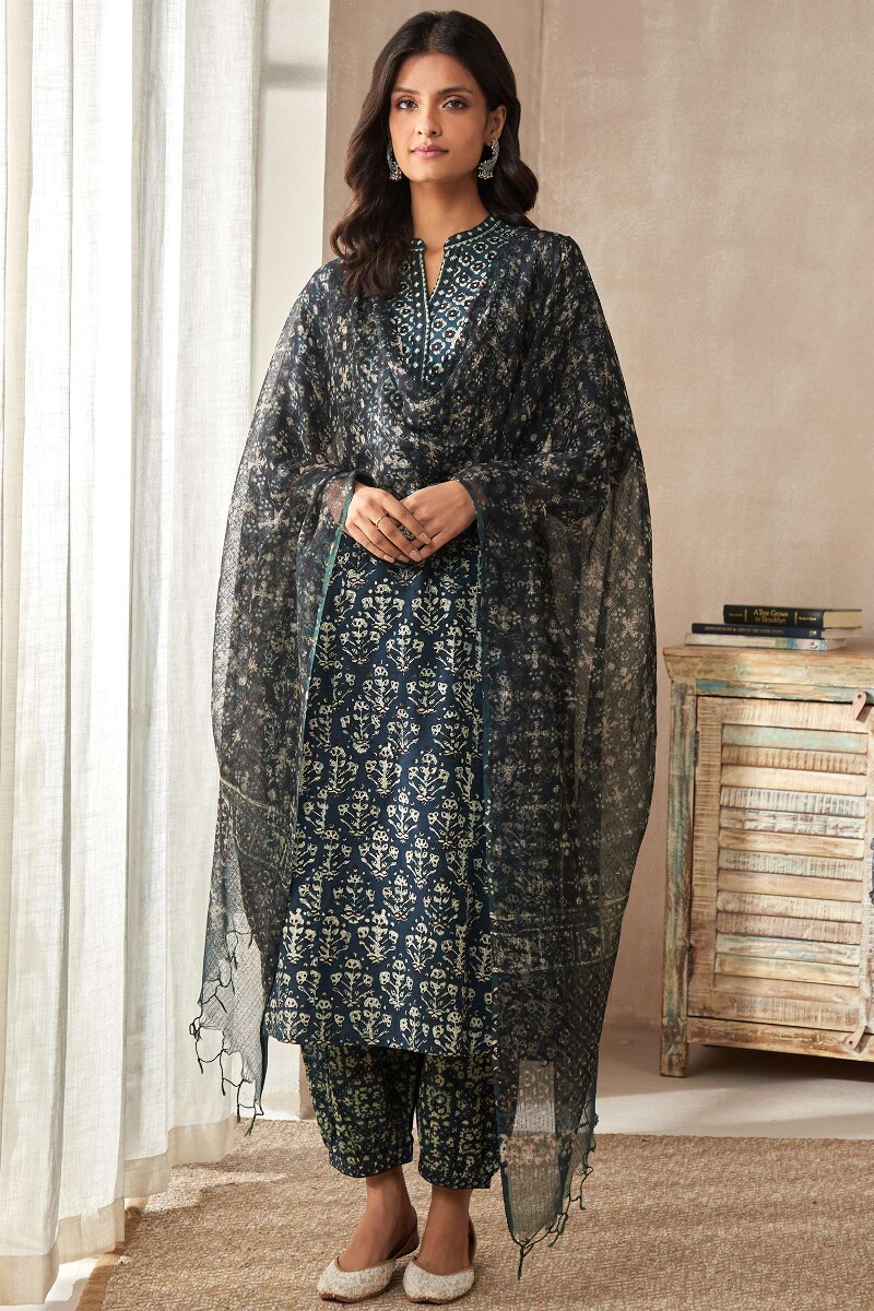 Bagru Hand Block-Printed Straight Cotton Kurta