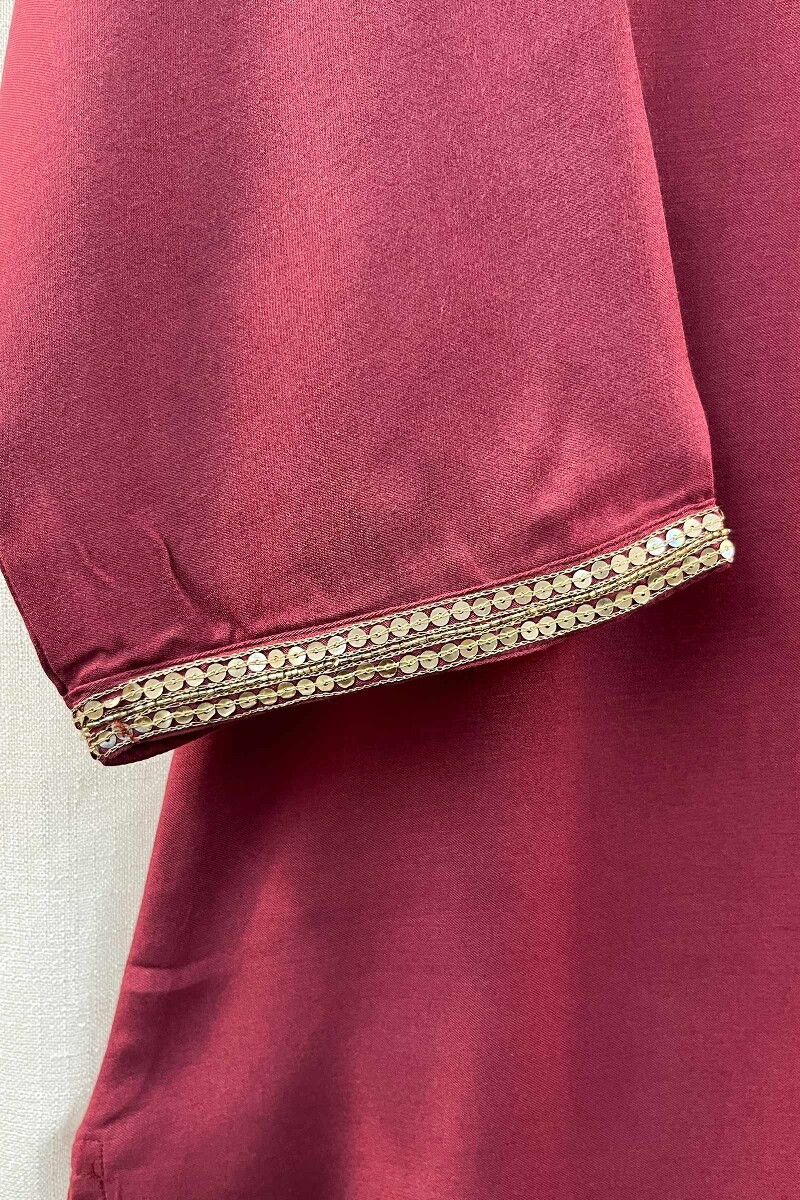 Pink Handcrafted Straight Viscose Kurta