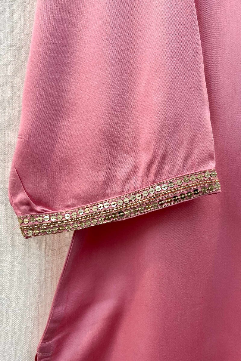 Pink Handcrafted Viscose Kurta