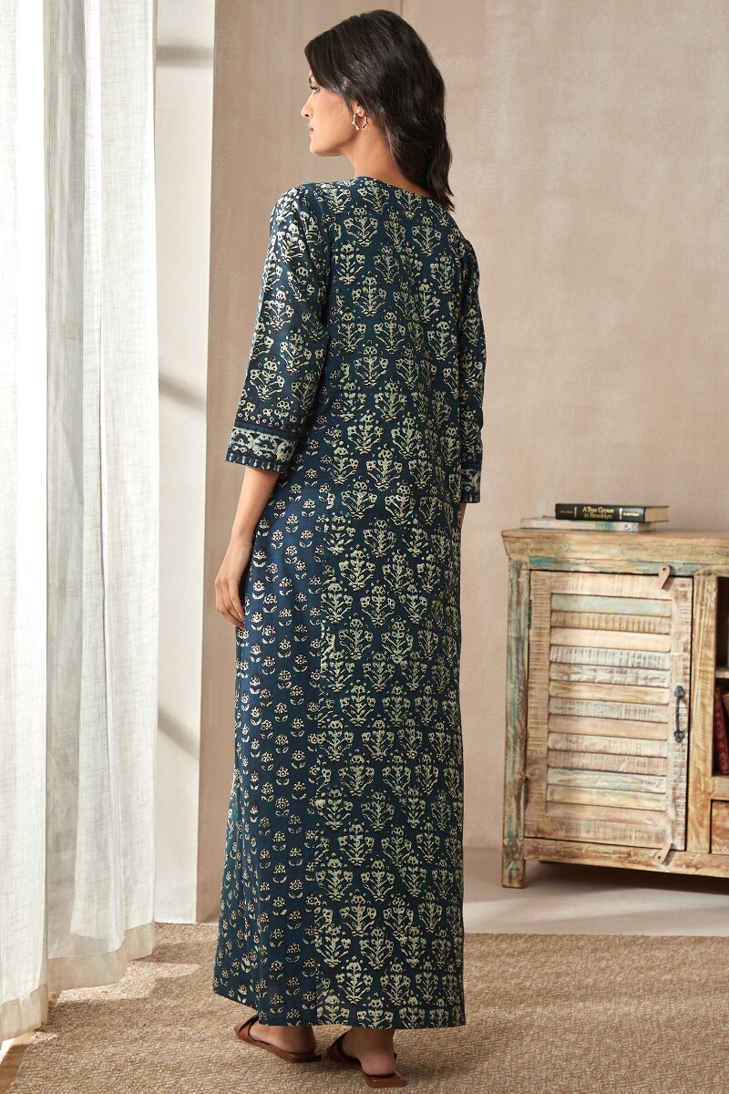 Bagru Hand Block-Printed Cotton Kaftan