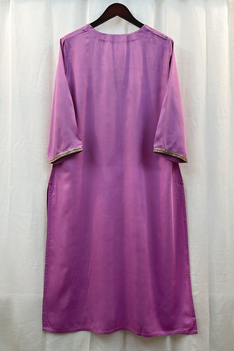 Purple Handcrafted Viscose Kurta