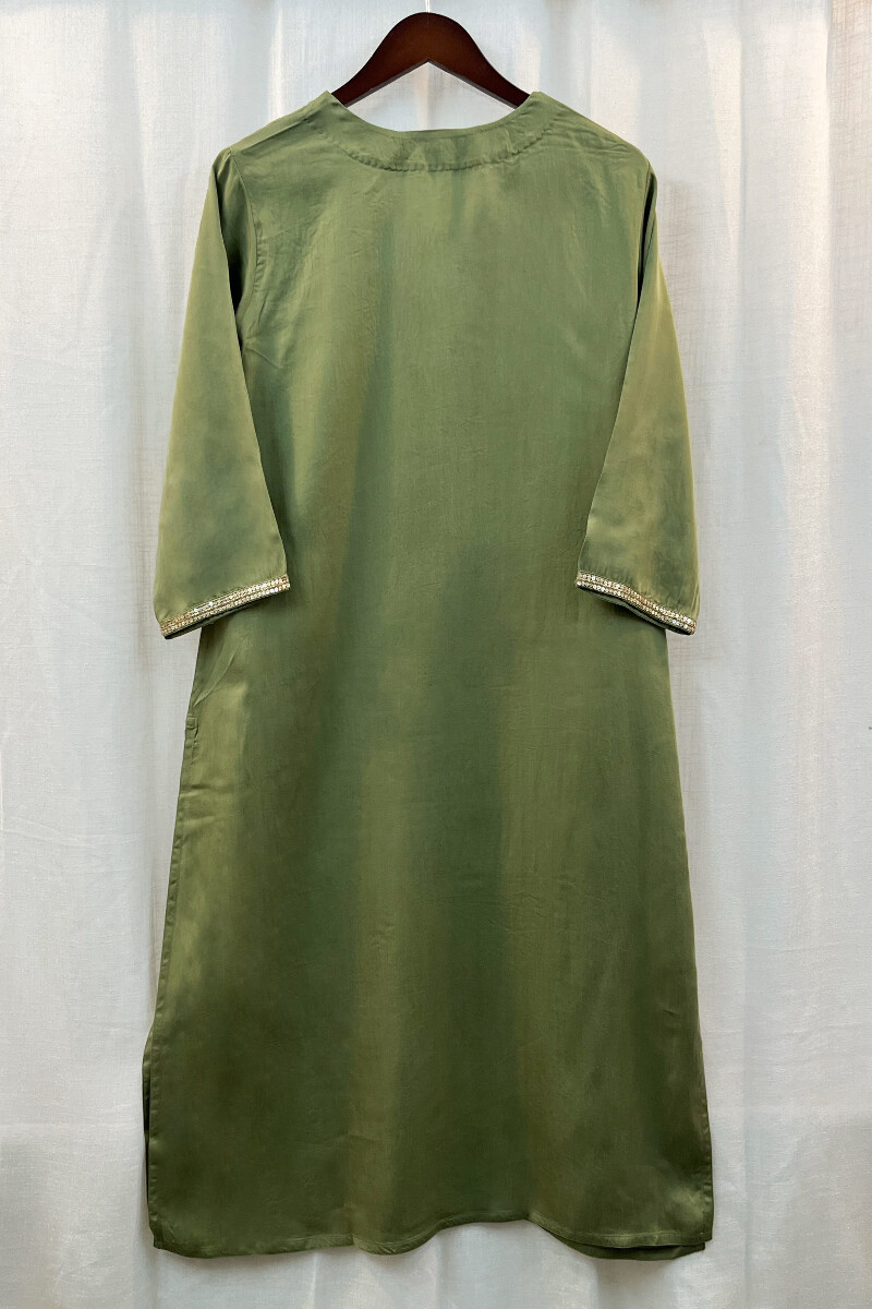 Green Handcrafted Viscose Kurta
