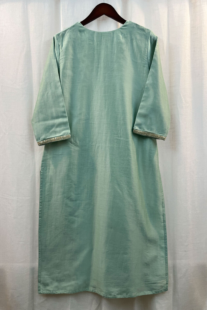 Mint Green Handcrafted Chanderi Kurta