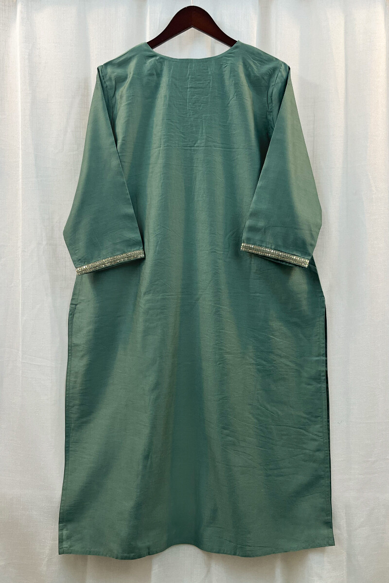Green Handcrafted Chanderi Kurta