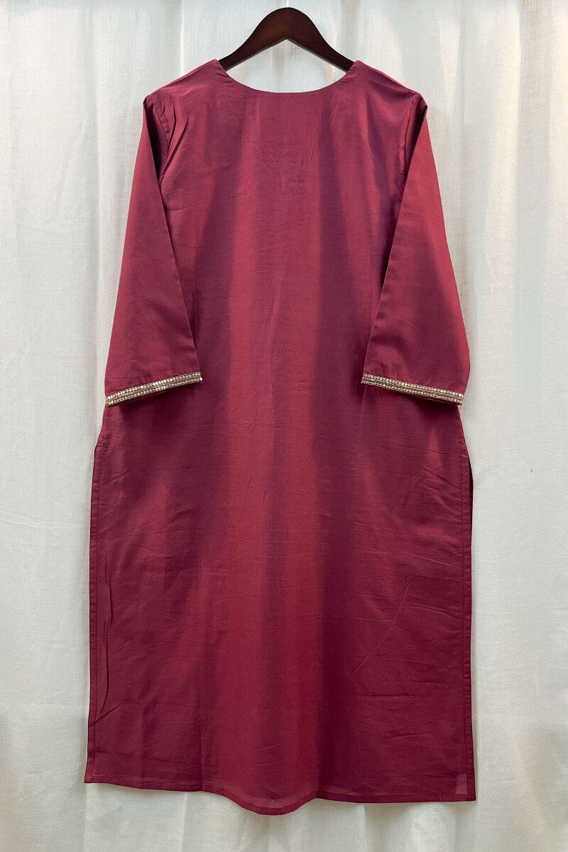 Pink Handcrafted Straight Chanderi Kurta