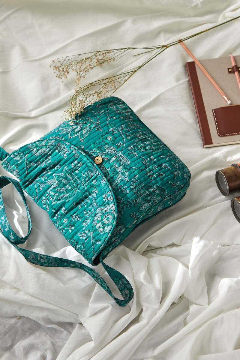 Akola Hand Block-Printed Cotton Crossbody Bag
