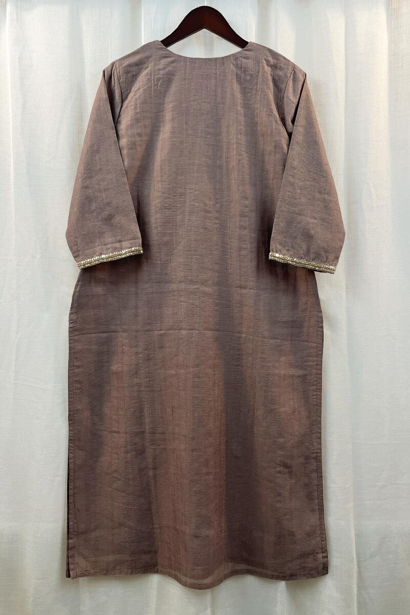 Brown Handcrafted Chanderi Kurta