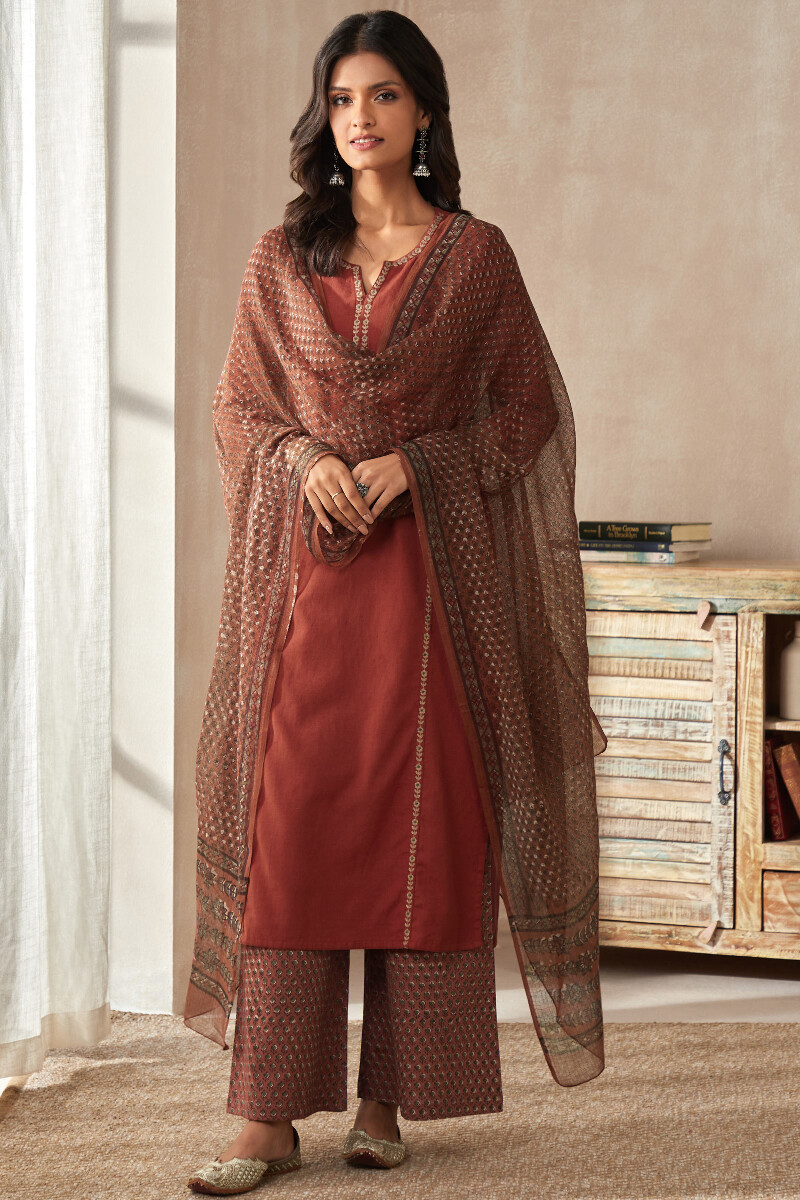 Bagru Hand Block-Printed Kota Dupatta