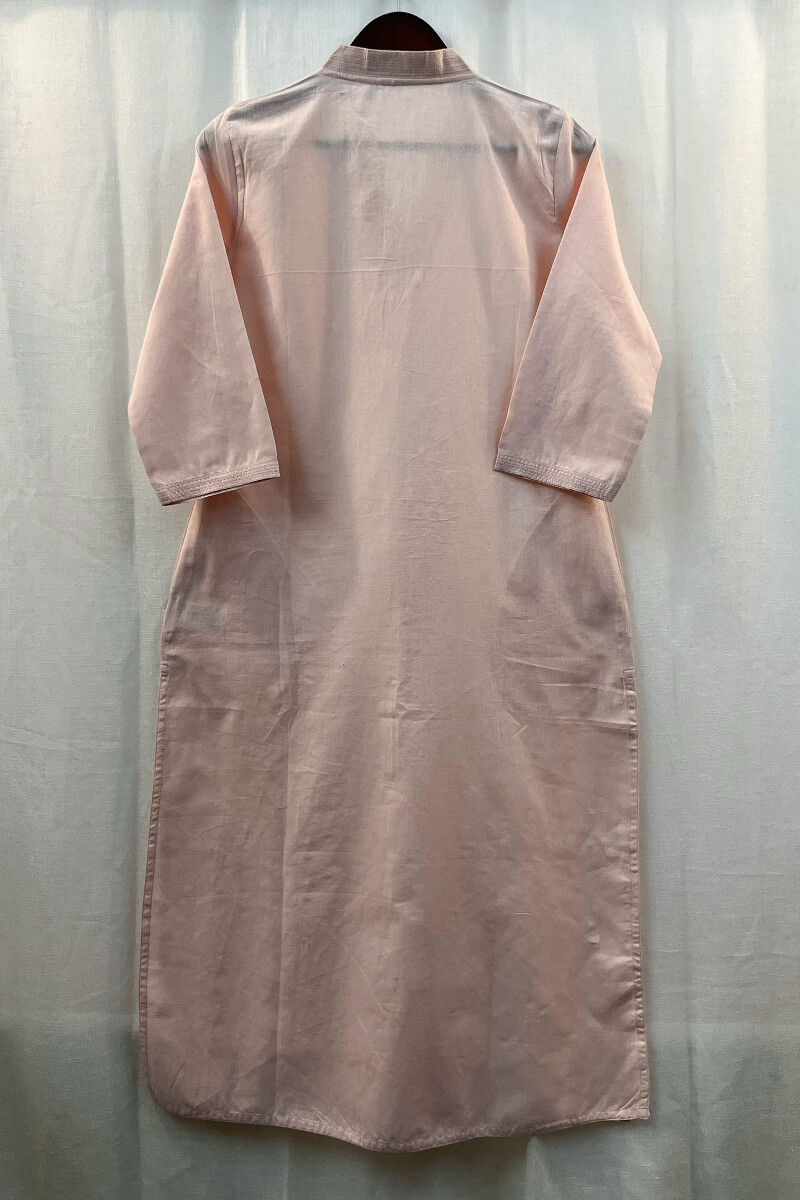 Light Pink Handcrafted Straight Handloom Cotton Kurta