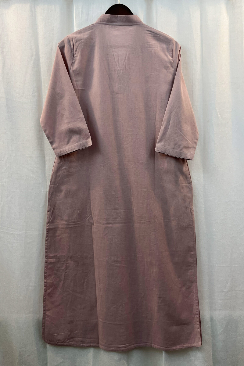 Pink Handcrafted Straight Handloom Cotton Kurta