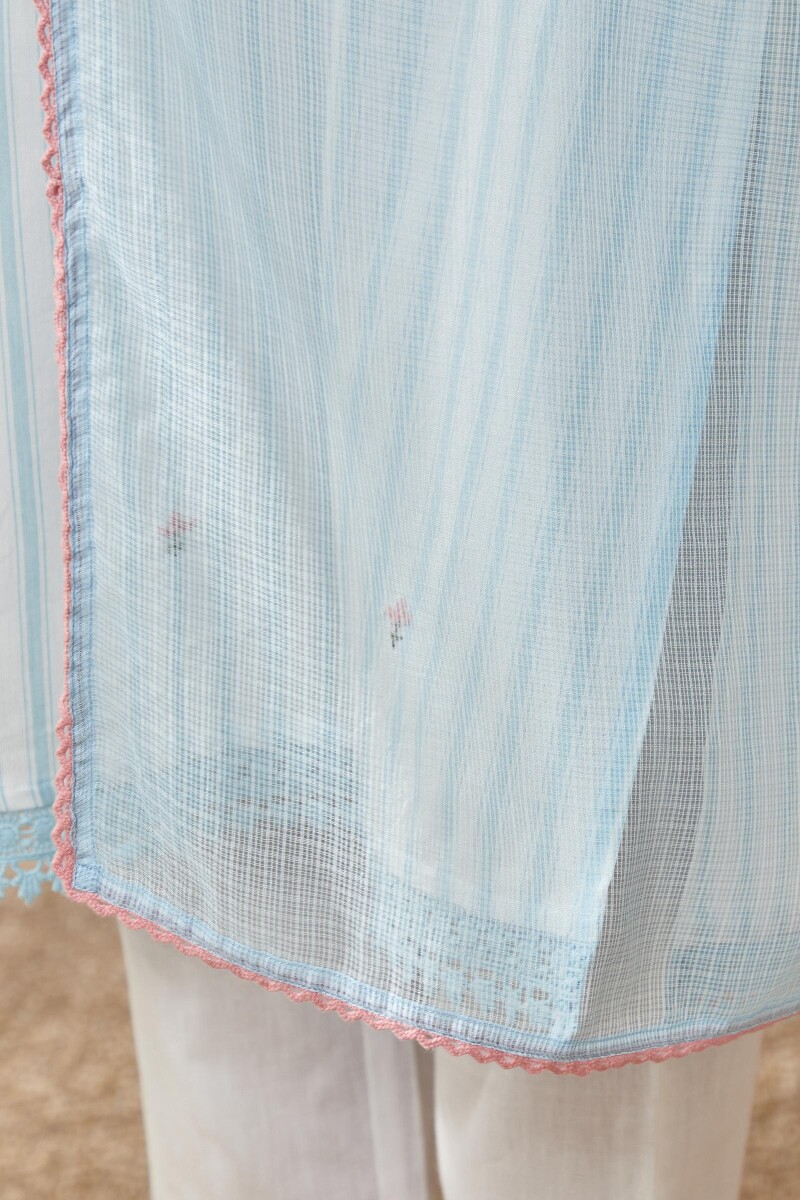 Turquoise Handcrafted Kota Dupatta