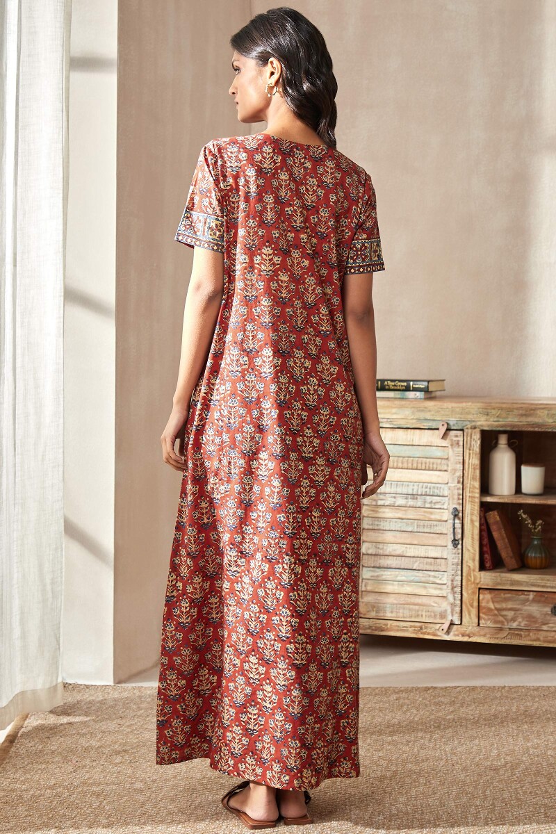Bagru Hand Block-Printed Cotton Kaftan