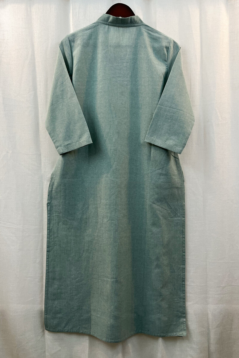Green Handcrafted Straight Handloom Cotton Kurta