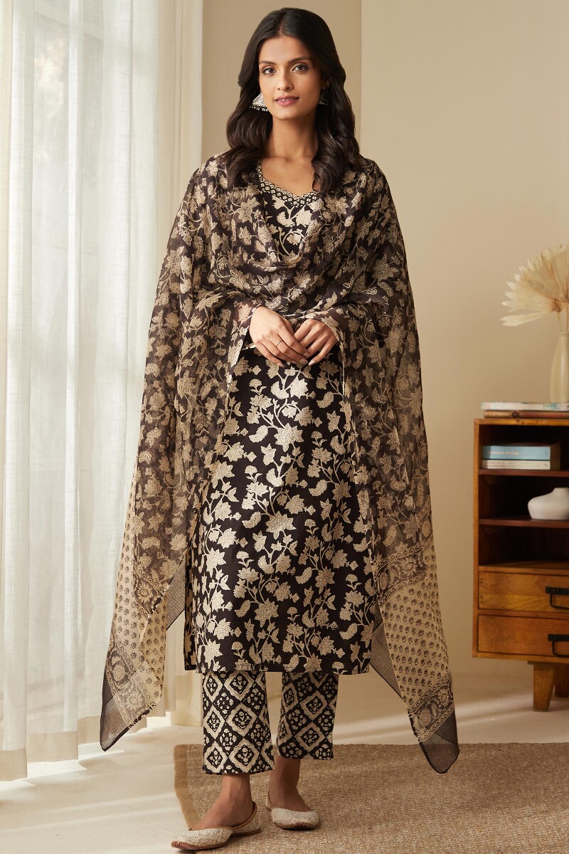 Bagru Hand Block-Printed Straight Cotton Kurta