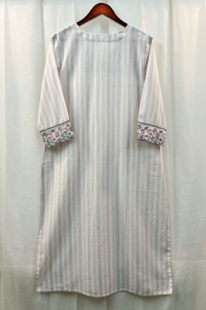 Off-White Handcrafted Straight Handloom Cotton Kurta