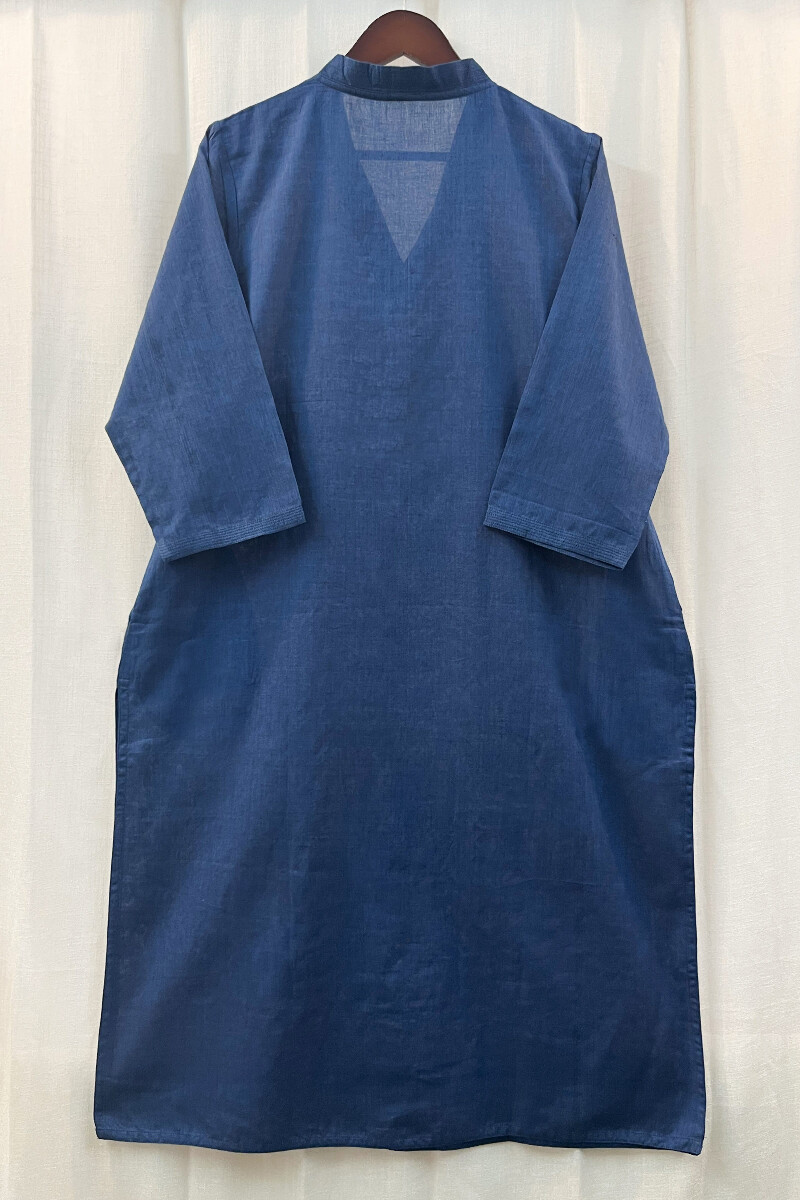 Indigo Handcrafted Straight Handloom Cotton Kurta
