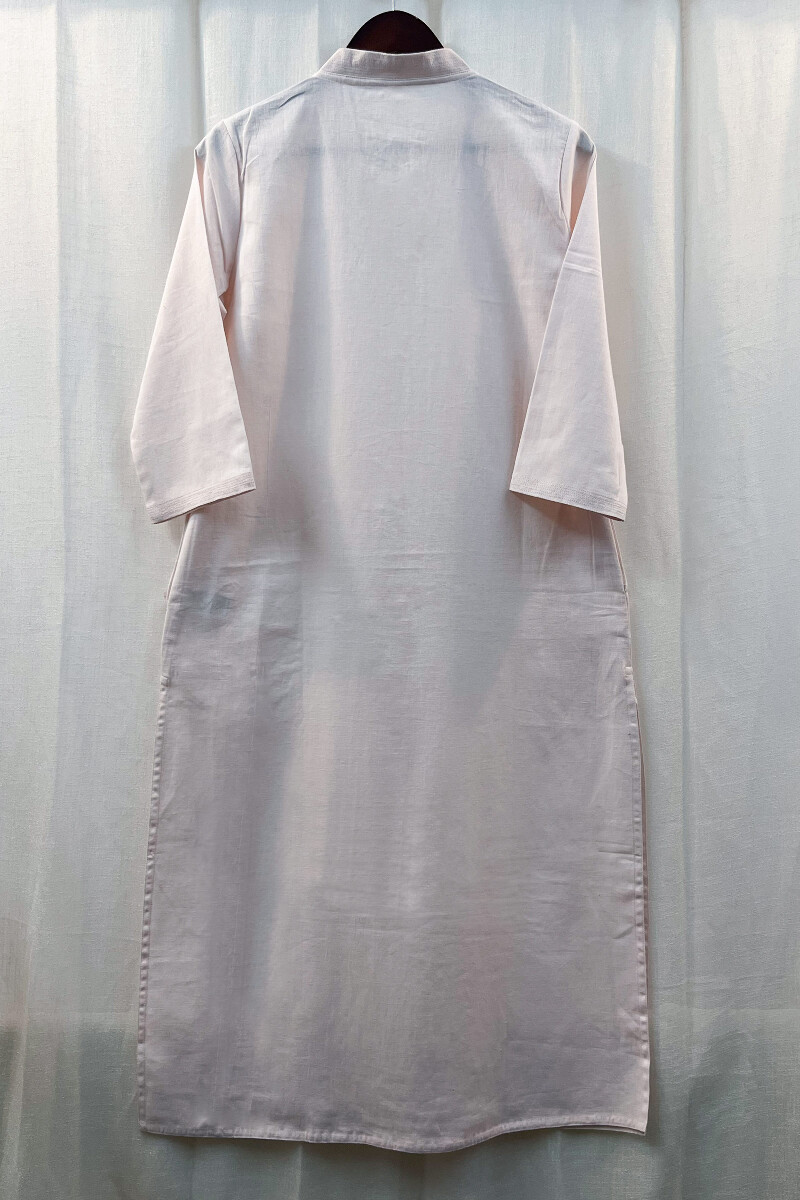 Baby Pink Handcrafted Straight Handloom Cotton Kurta