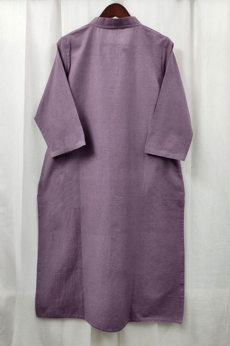 Purple Handcrafted Straight Handloom Cotton Kurta