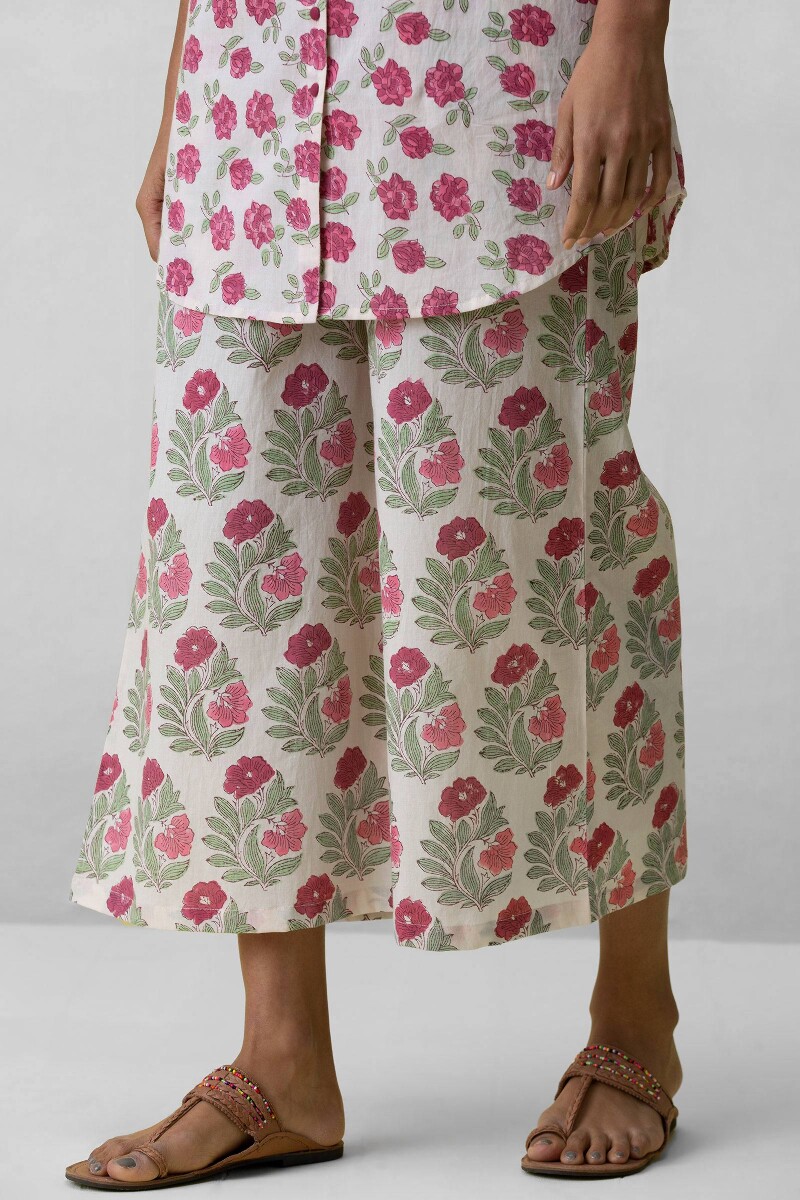 Off-White Hand Block-Printed Cotton Loungewear Set