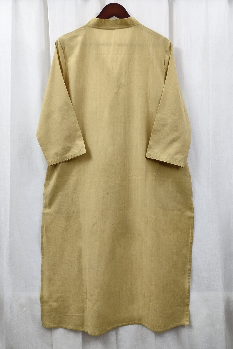 Yellow Handcrafted Straight Handloom Cotton Kurta