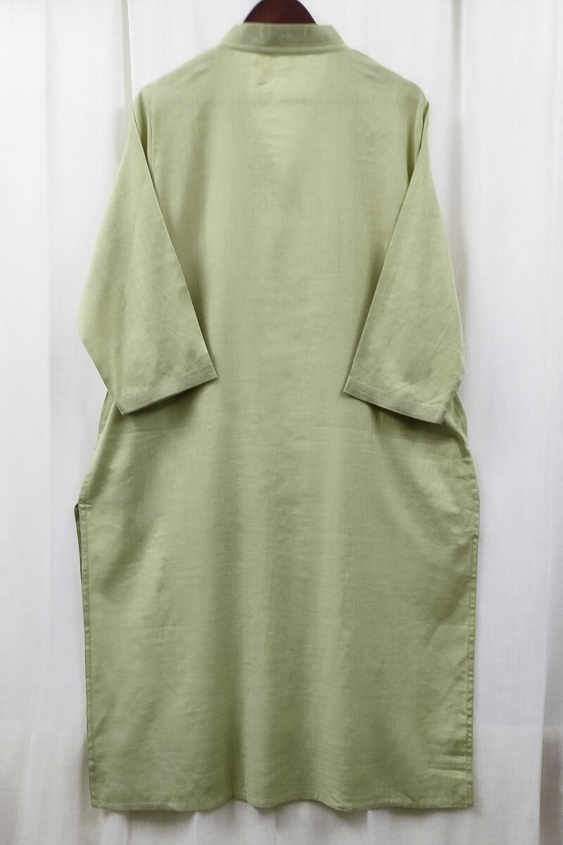 Light Green Handcrafted Straight Handloom Cotton Kurta