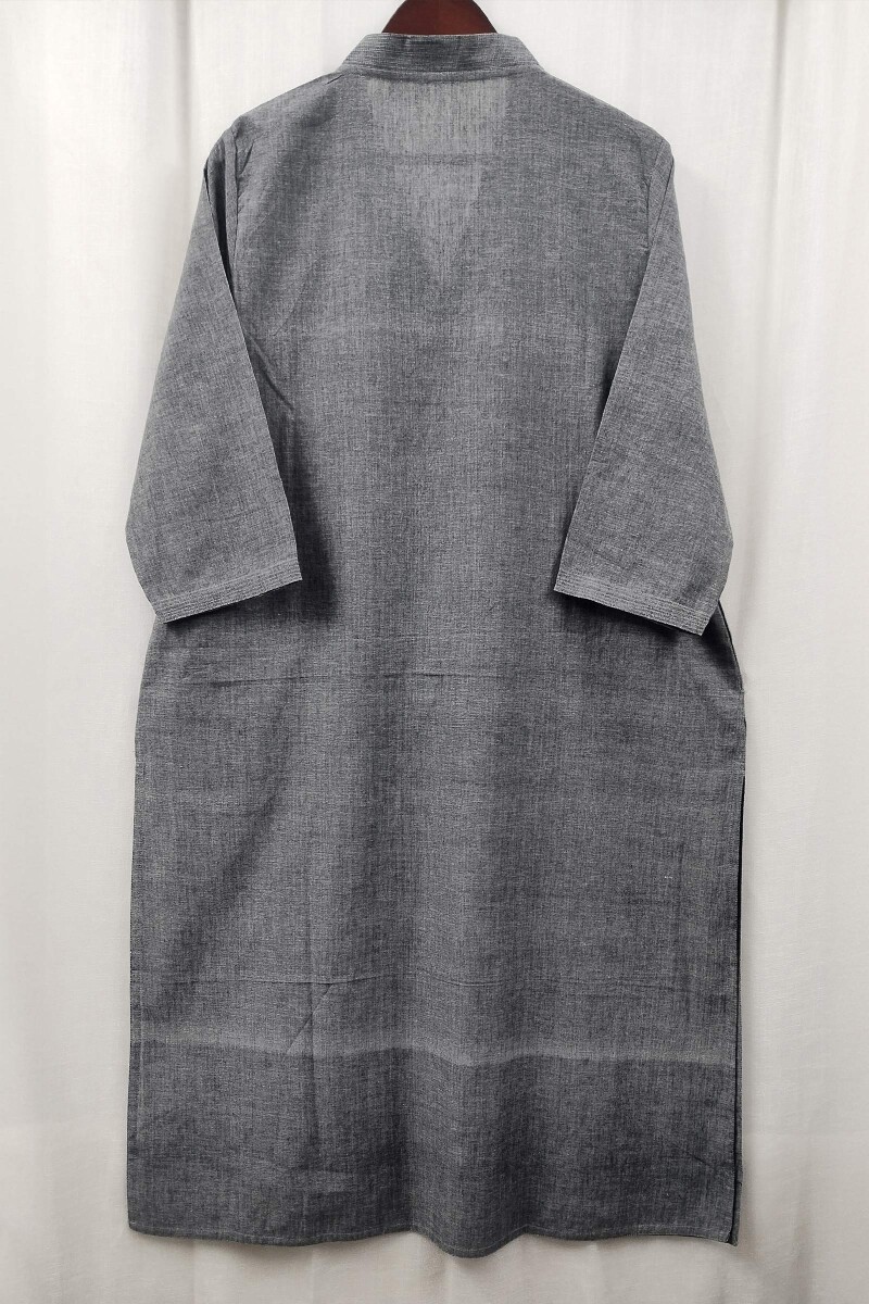 Grey Handcrafted Straight Handloom Cotton Kurta