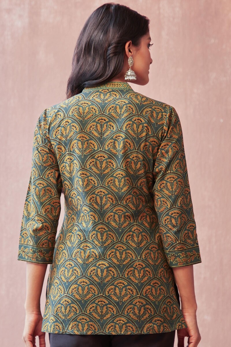Ajrak Hand Block-Printed Cotton Top