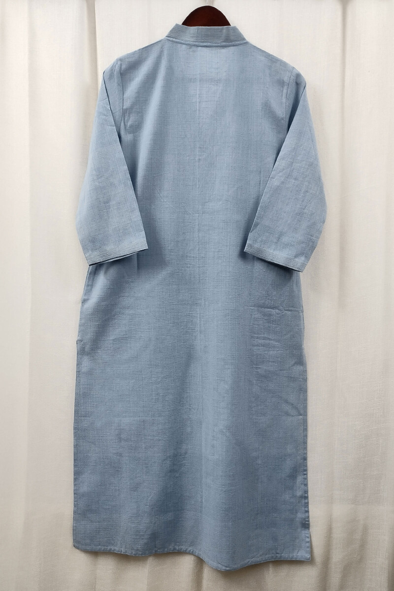Sky Blue Handcrafted Straight Handloom Cotton Kurta