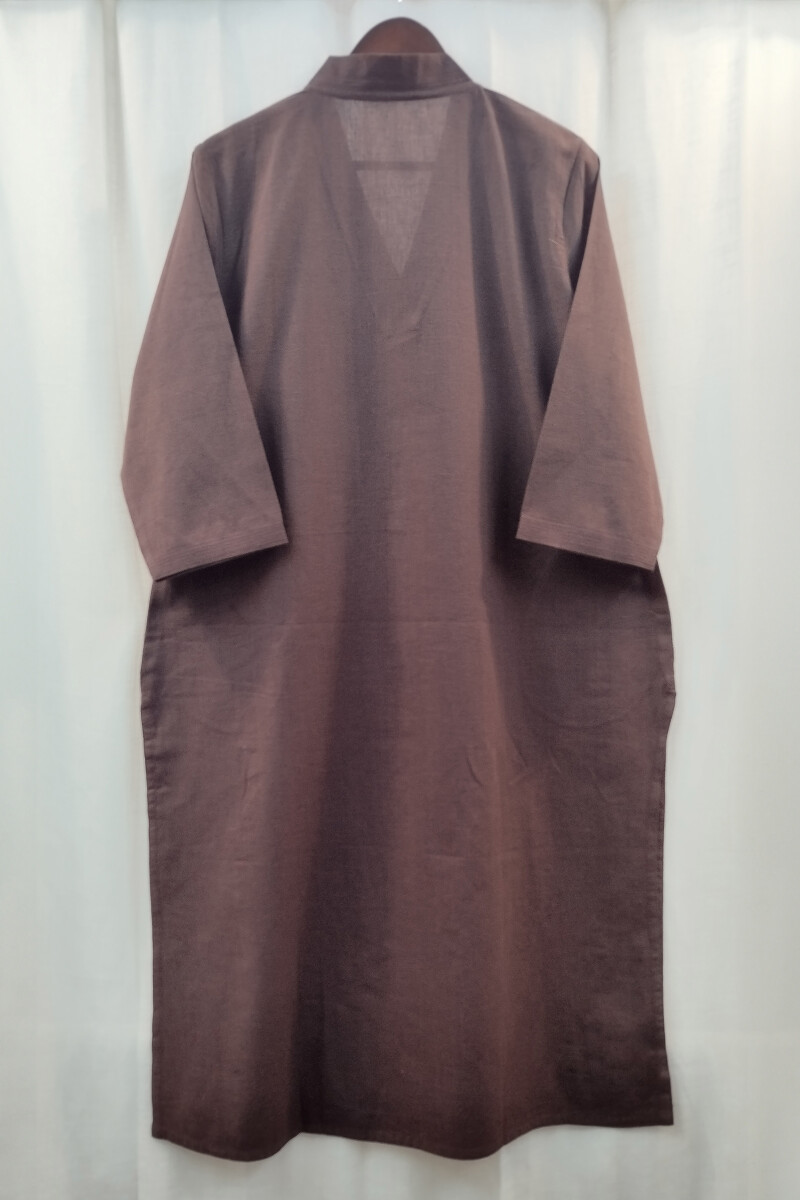 Dark Brown Handcrafted Straight Handloom Cotton Kurta