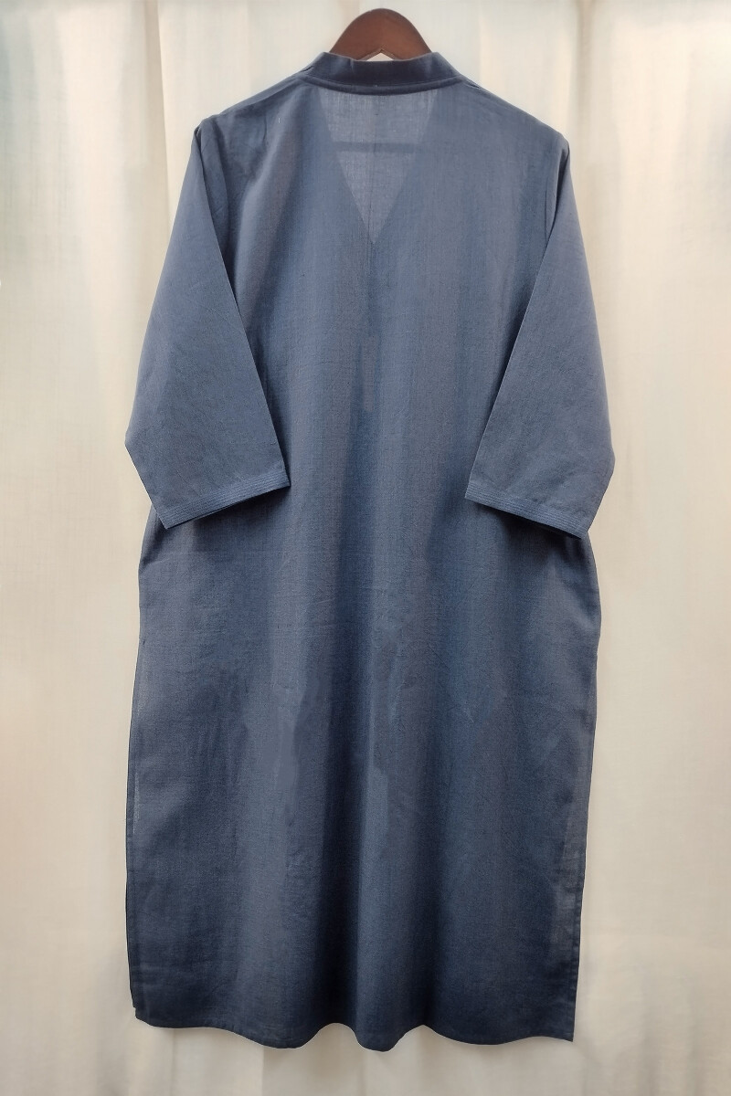 Navy Blue Handcrafted Straight Handloom Cotton Kurta