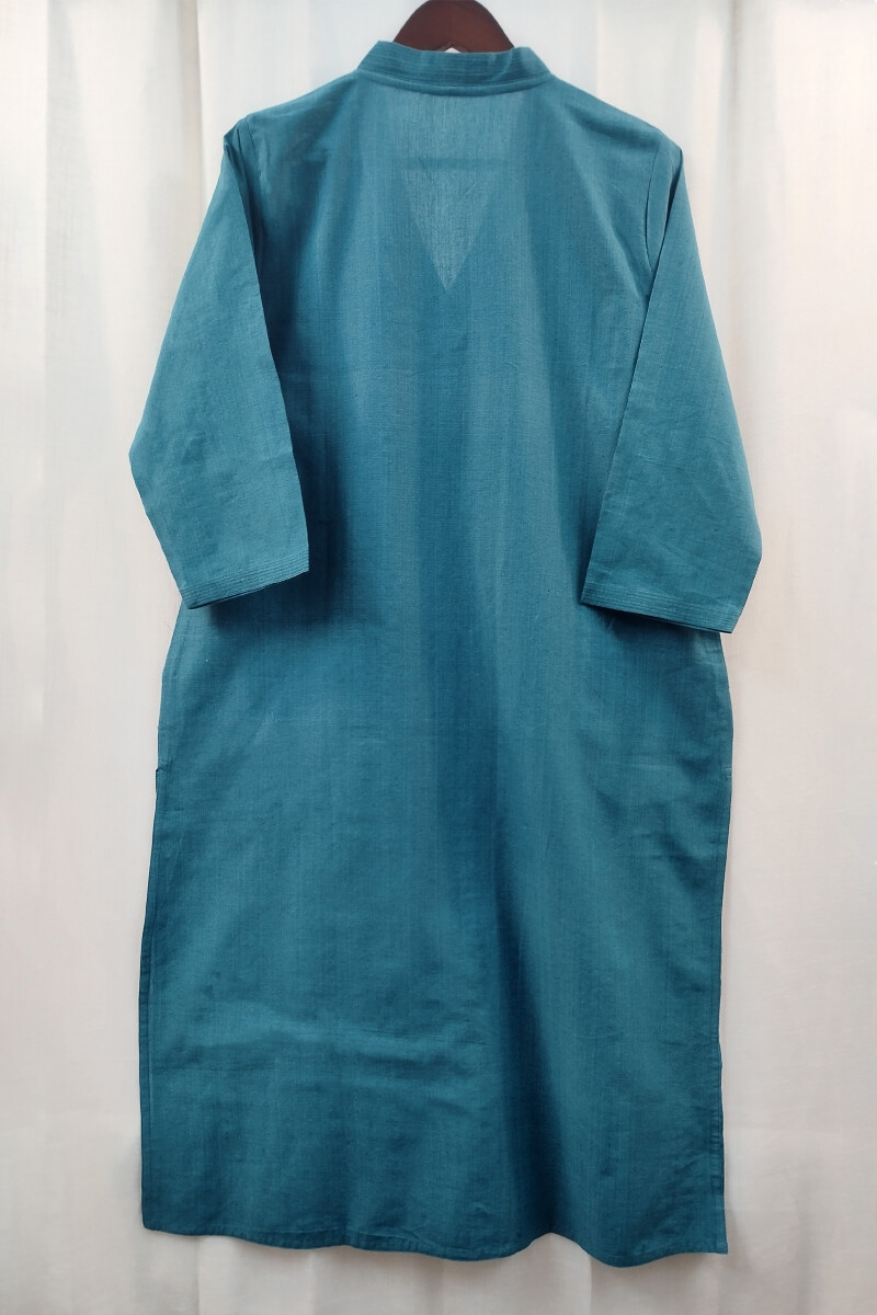 Pine Green Handcrafted Straight Handloom Cotton Kurta