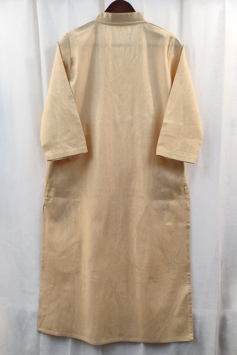 Light Yellow Handcrafted Straight Handloom Cotton Kurta