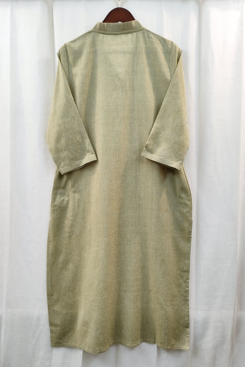 Taupe Handcrafted Straight Handloom Cotton Kurta