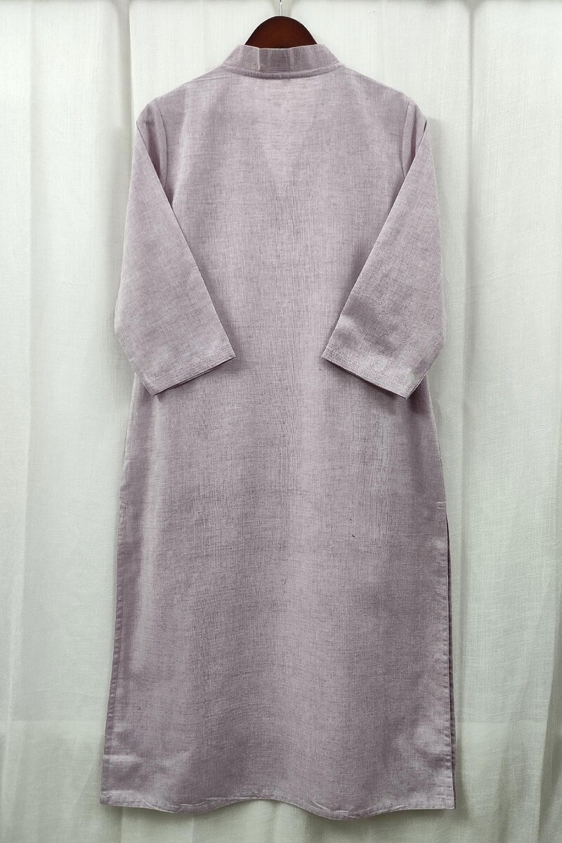 Purple Handcrafted Straight Handloom Cotton Kurta