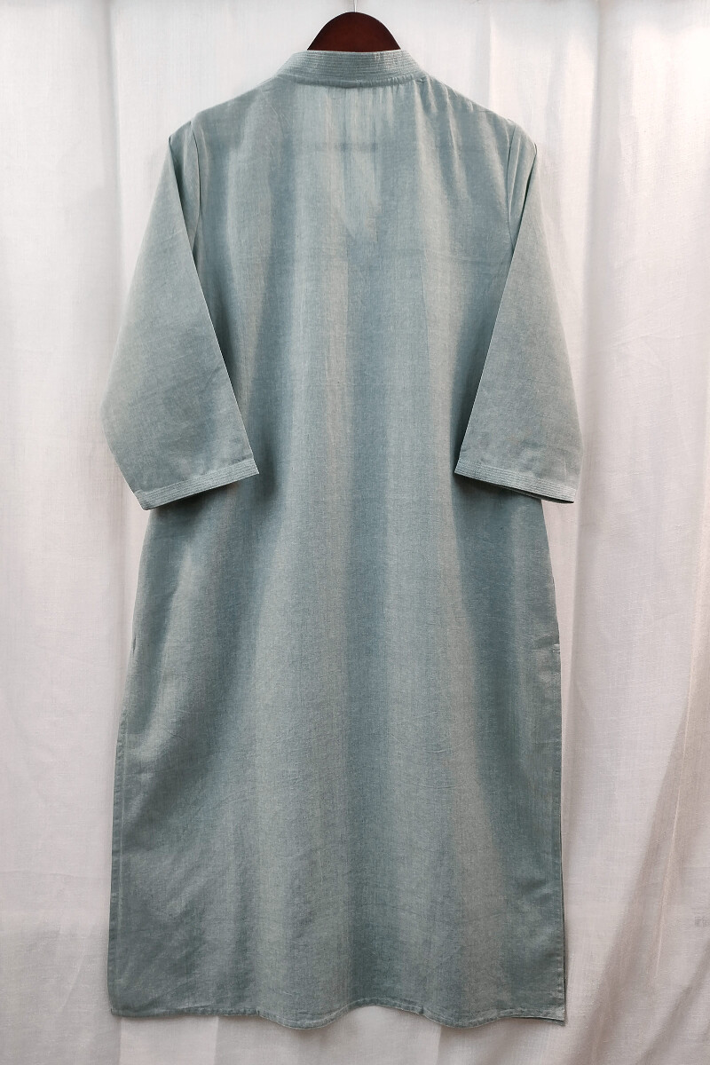 Green Handcrafted Straight Handloom Cotton Kurta