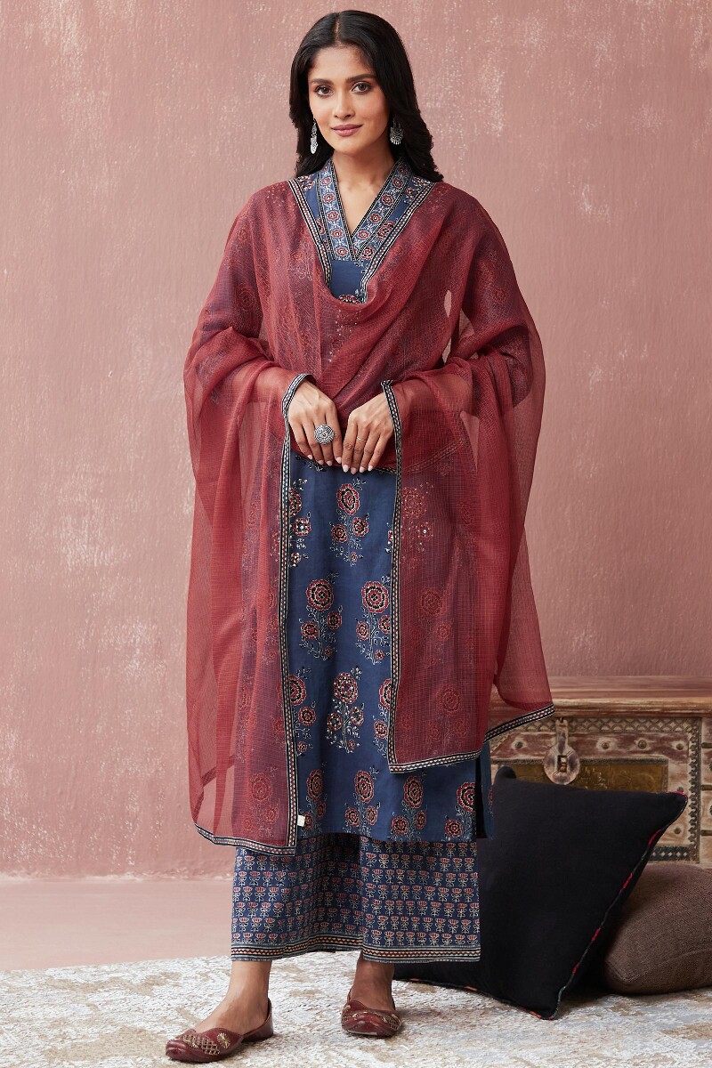 Ajrak Hand Block-Printed Cotton Palazzo