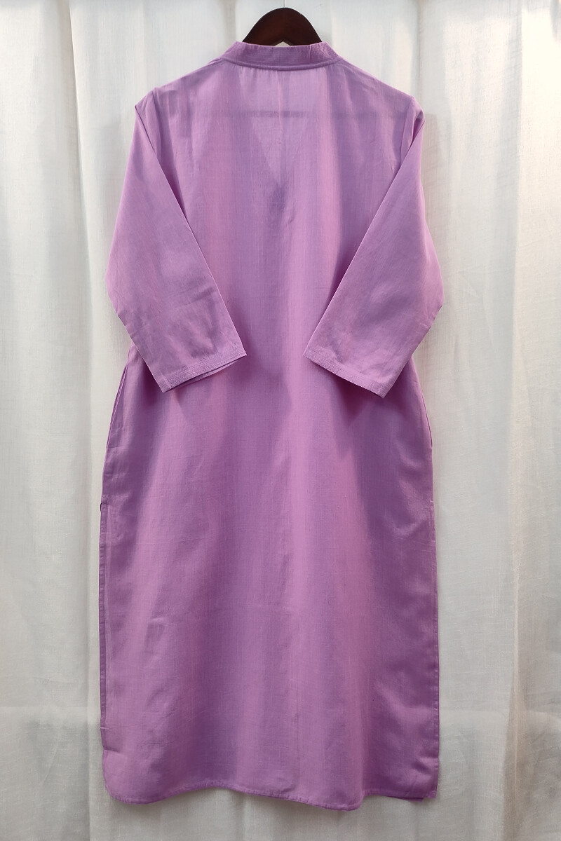 Light Purple Handcrafted Straight Handloom Cotton Kurta