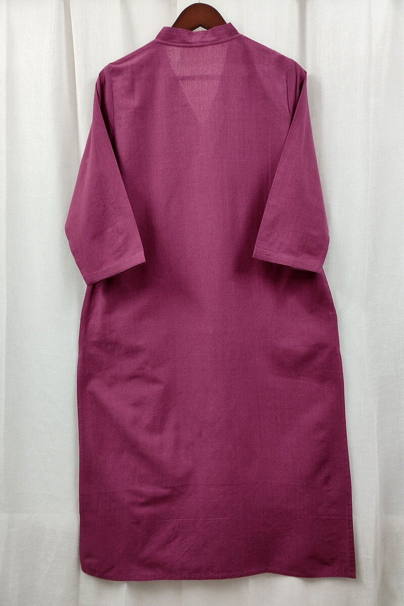 Dark Pink Handcrafted Straight Handloom Cotton Kurta