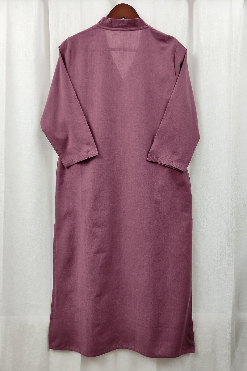Purple Handcrafted Straight Handloom Cotton Kurta