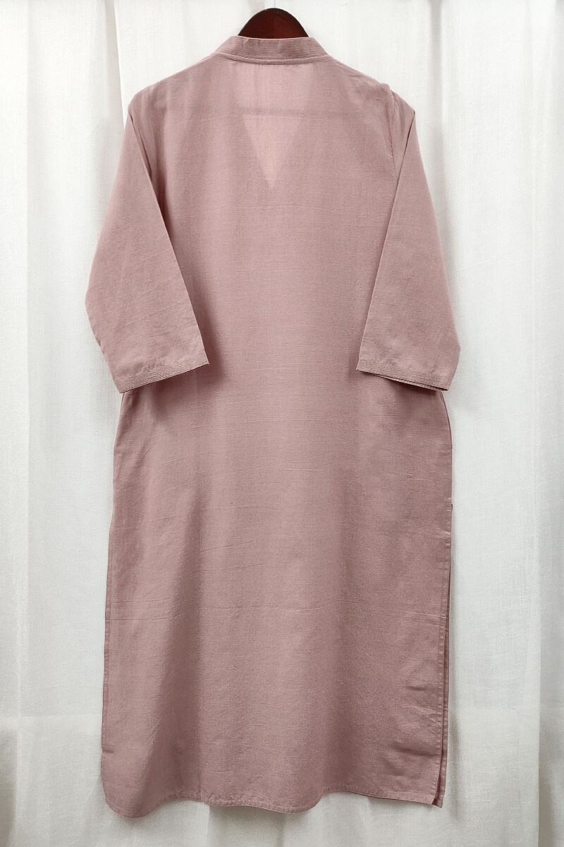 Mauve Handcrafted Straight Handloom Cotton Kurta