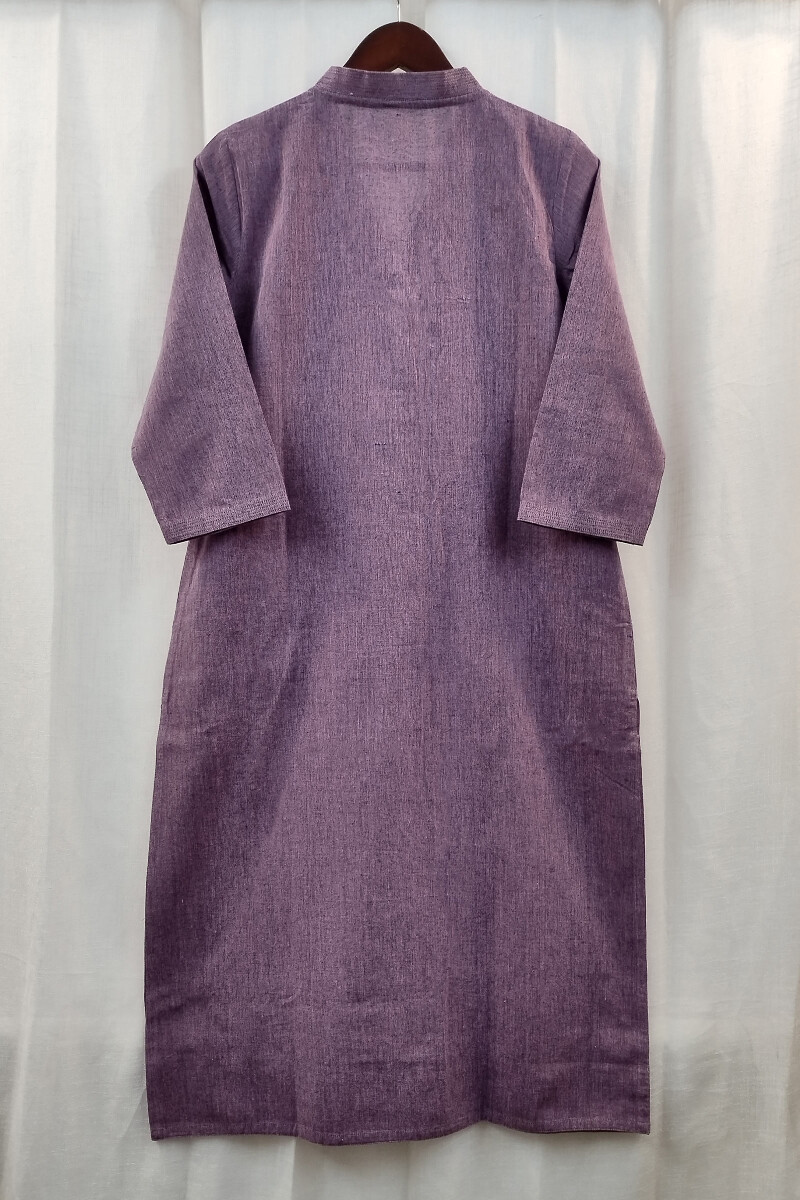 Purple Handcrafted Straight Handloom Cotton Kurta