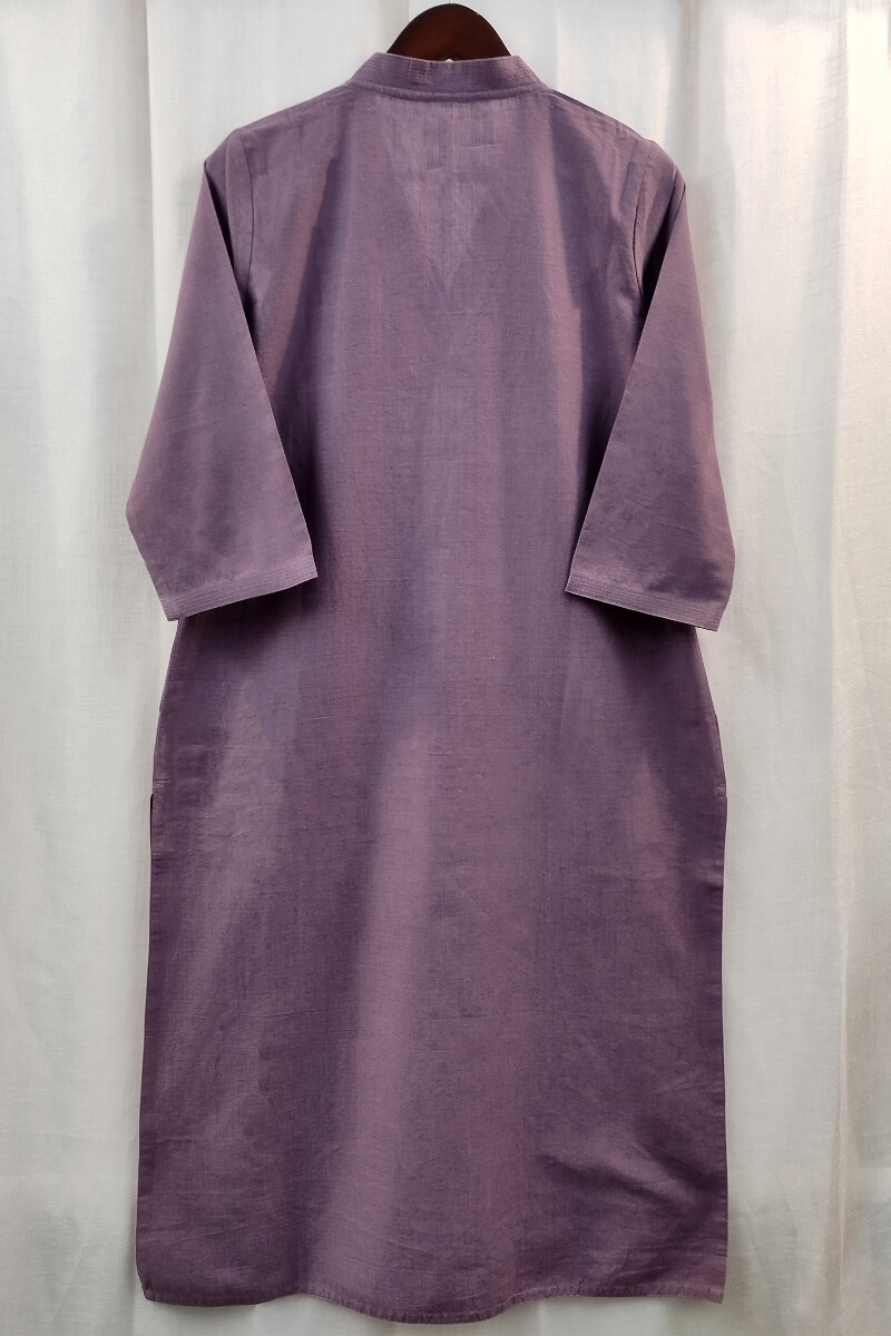 Purple Handcrafted Straight Handloom Cotton Kurta